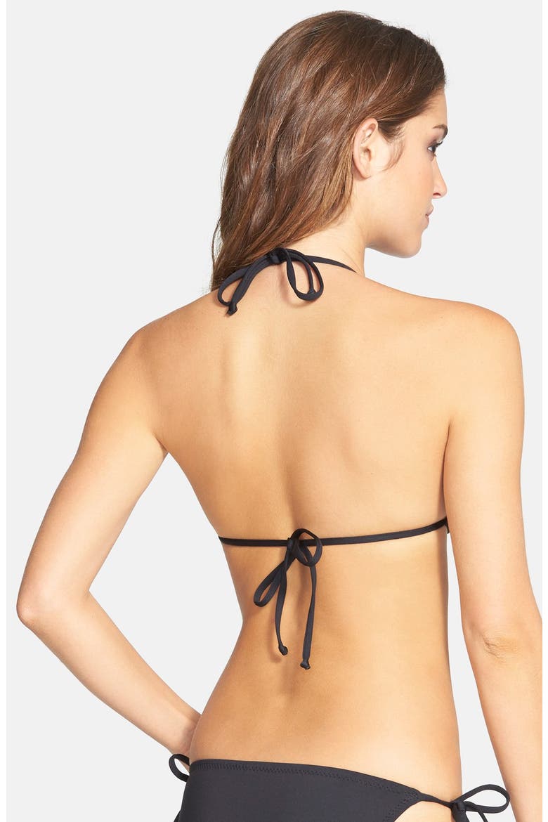 'It Girl' Crochet Trim Triangle Bikini Top, Alternate, color, BLACK