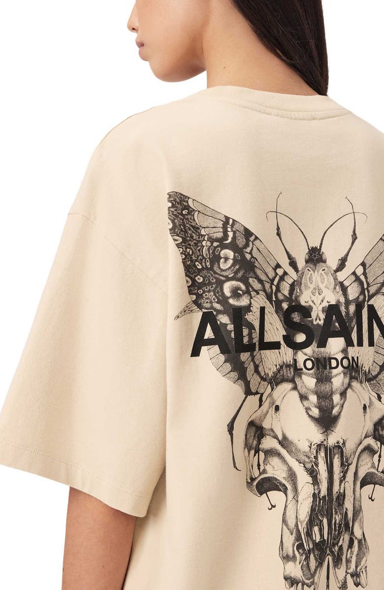 AllSaints Halis Amelie Oversize Cotton Graphic T-Shirt, Alternate, color, Sandy White