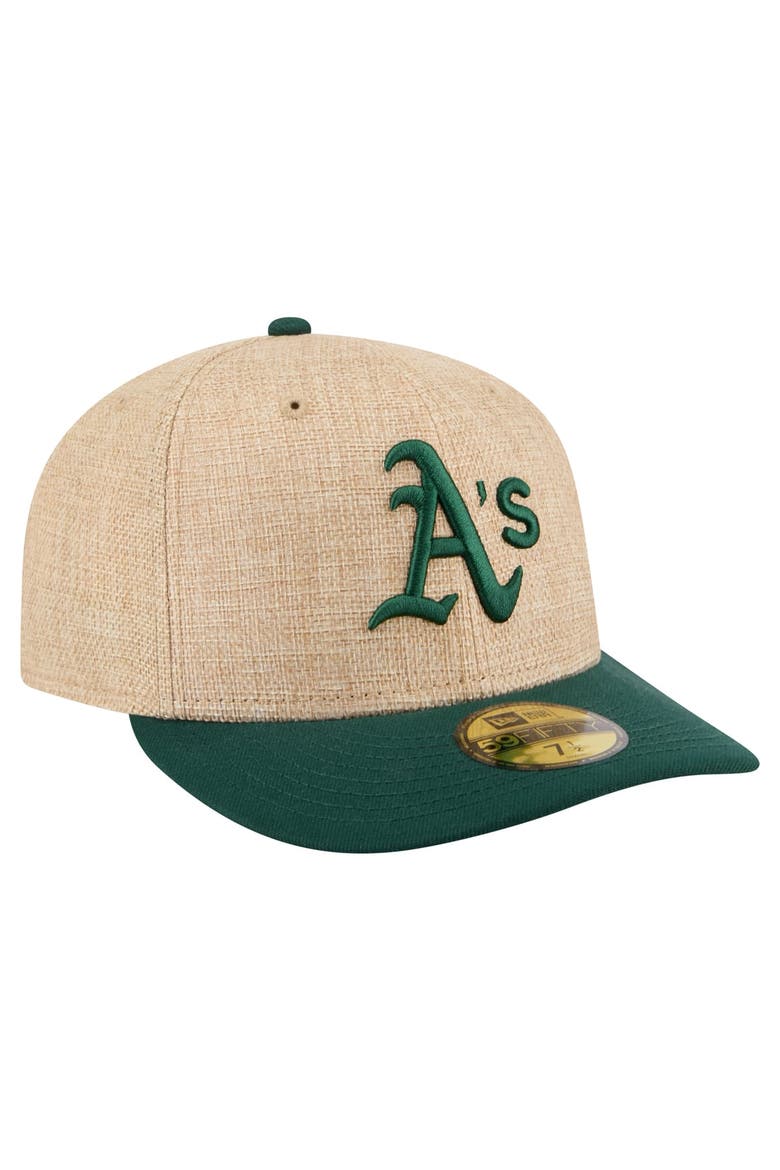 Men's New Era  Natural/Green Athletics Twine 59FIFTY Fitted Hat, Alternate, color, Natural