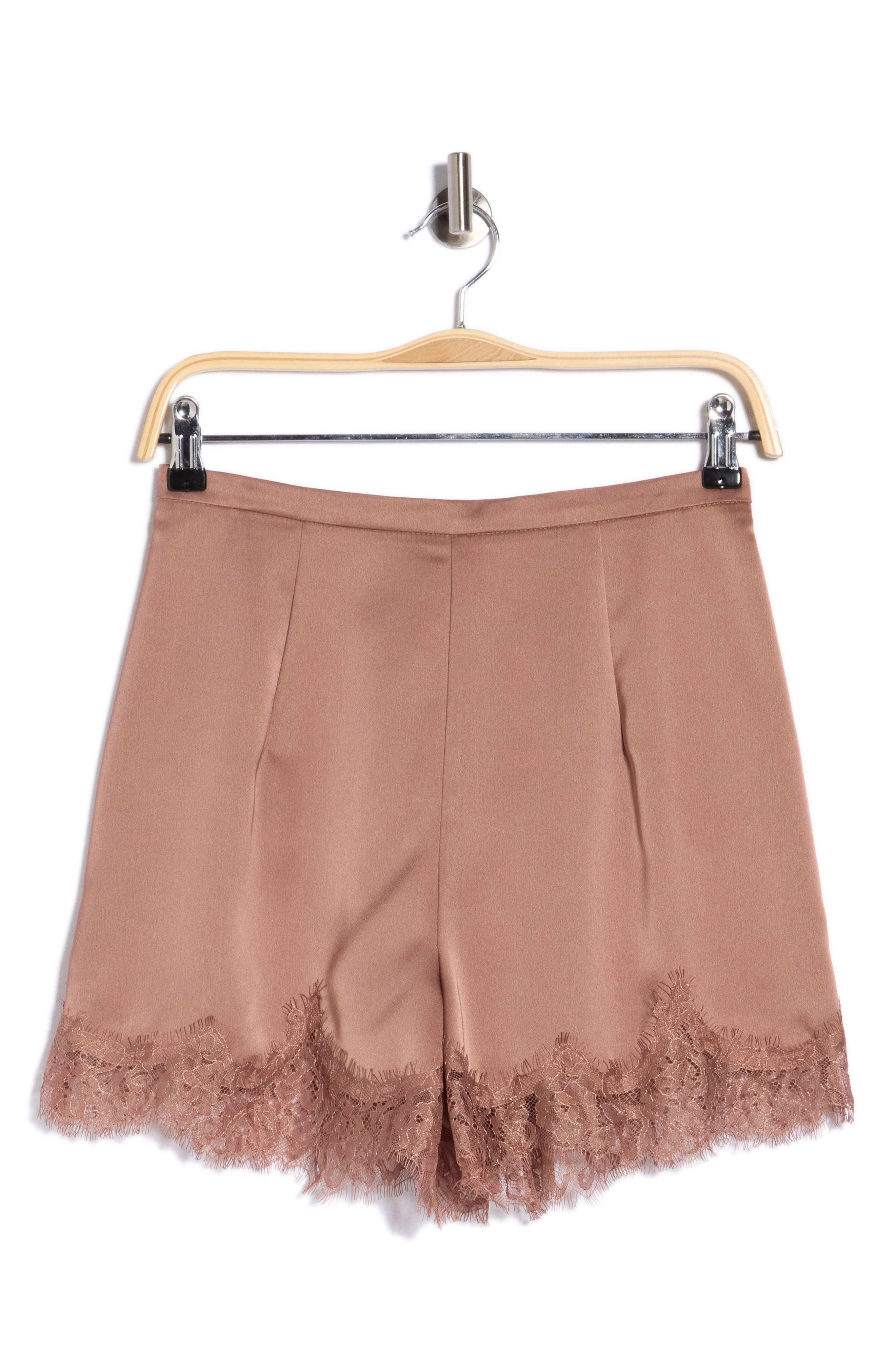 Lace Trim Satin Shorts