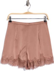 Renee C Lace Trim Satin Shorts