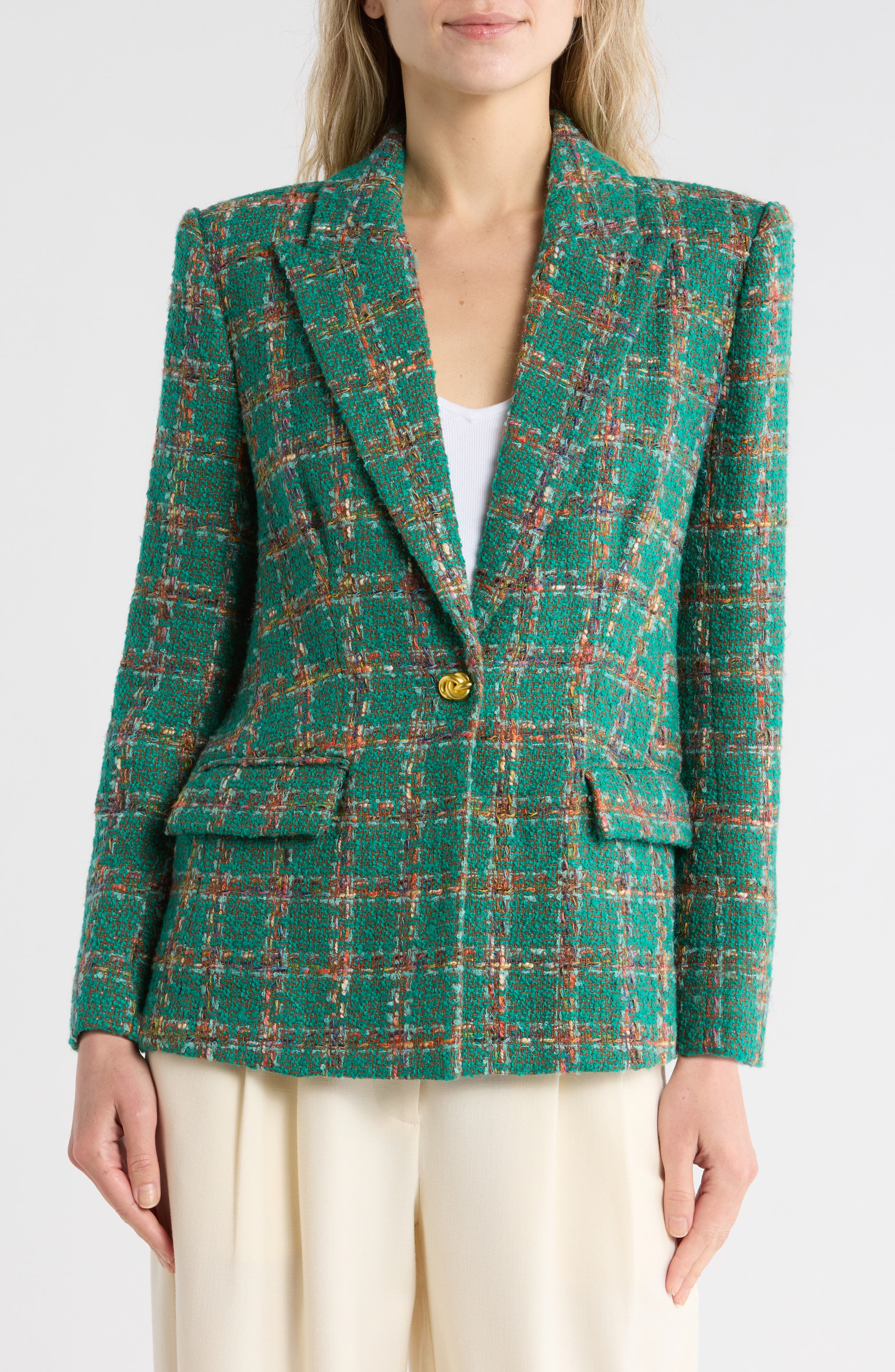L'AGENCE Gweny Relaxed Fit Tweed Blazer