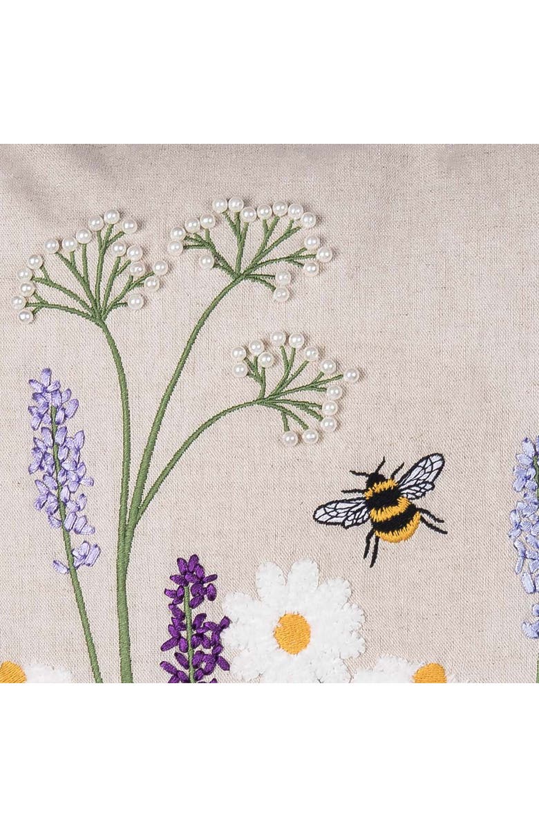 C&F Home Lavender & Bee Garden Embroidered Woven Throw Pillow, 18" x 18", Alternate, color, Beige
