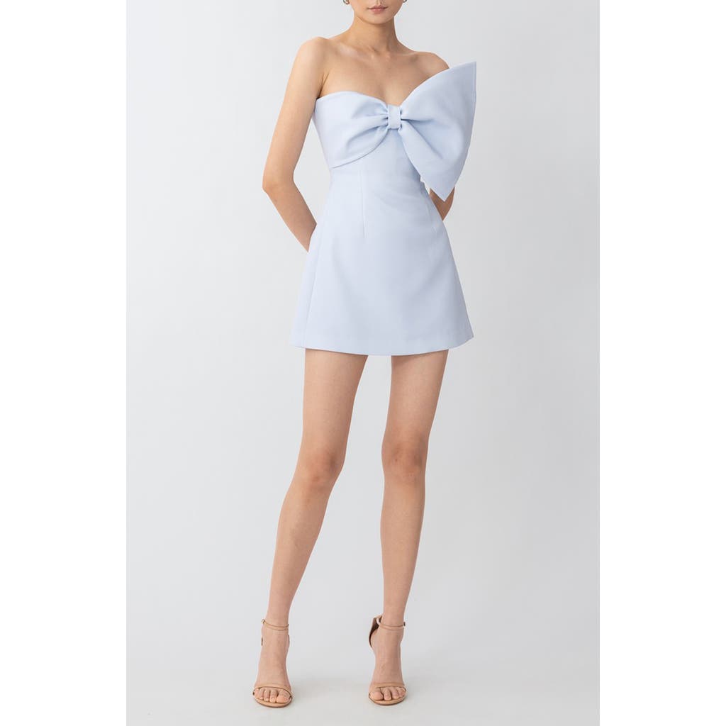 SAU LEE Elly Asymmetric Bow Sleeveless Minidress in Pastel Blue  product
