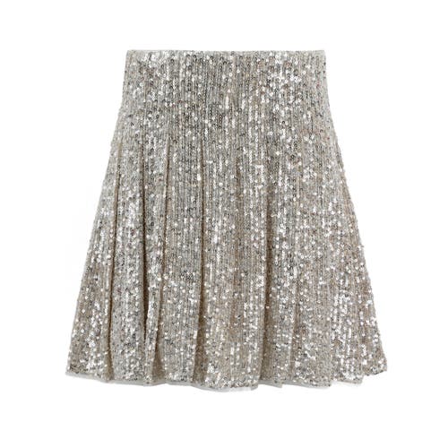 Lola + The Boys Party Shimmer Sequin Skirt In Silver