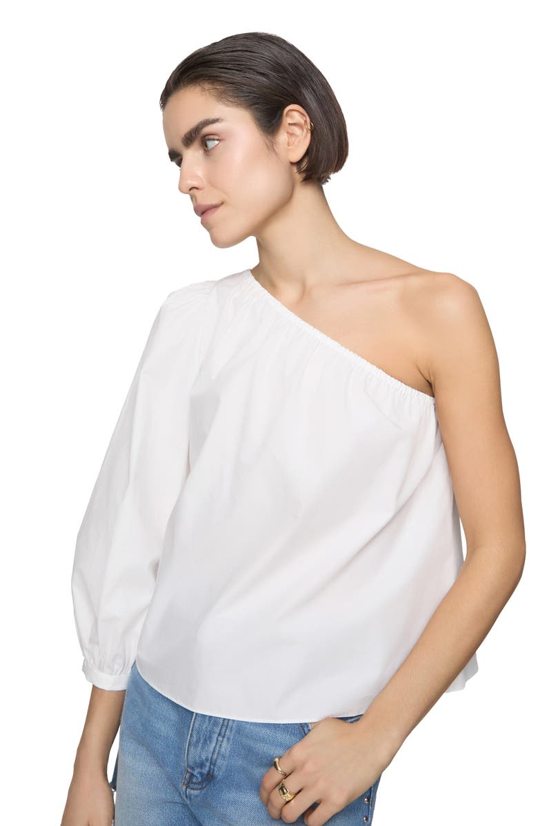 Rebecca Minkoff Sadie One-Shoulder Cotton Top, Alternate, color, Bright White