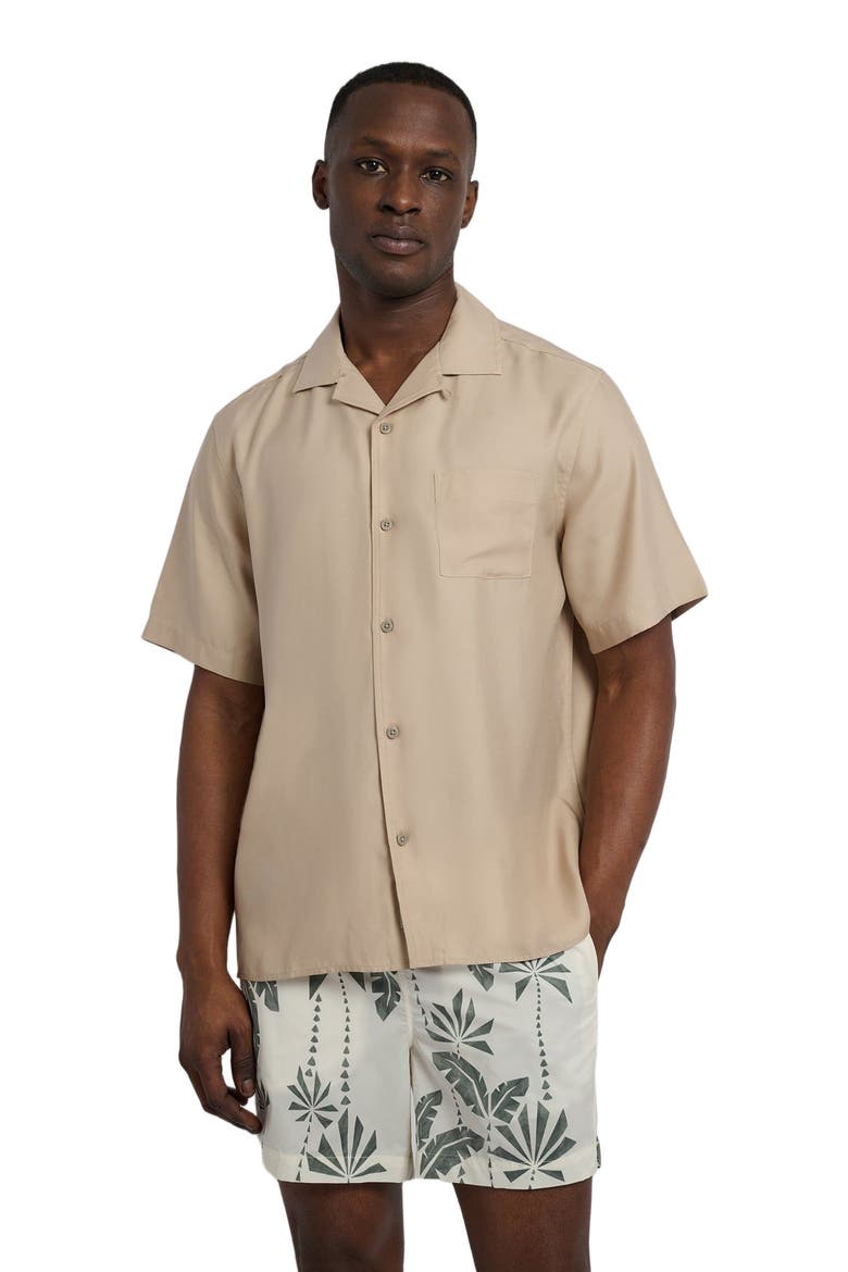 Tencel Vacation Short Sleeve Shirt, Alternate, color, TAN