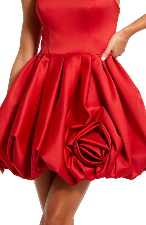 Mac Duggal Strapless Mini Dress With Rose Ruffle Detail