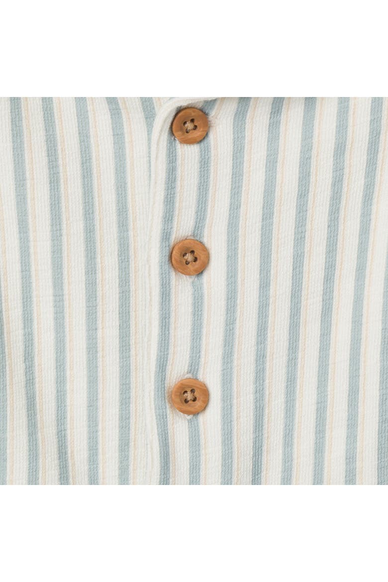 Collared Short Sleeve Romper (baby), Alternate, color, Ivory Teal Stripe
