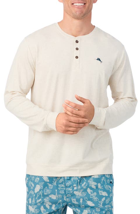 Long Sleeve Cotton & Modal Henley Pajama Top