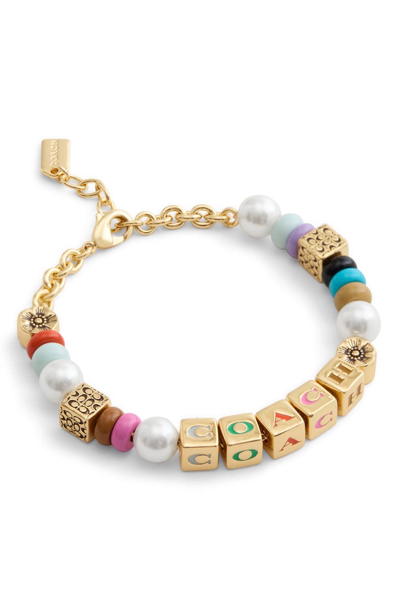 COACH Logo Bead Bracelet, Alternate, color, 