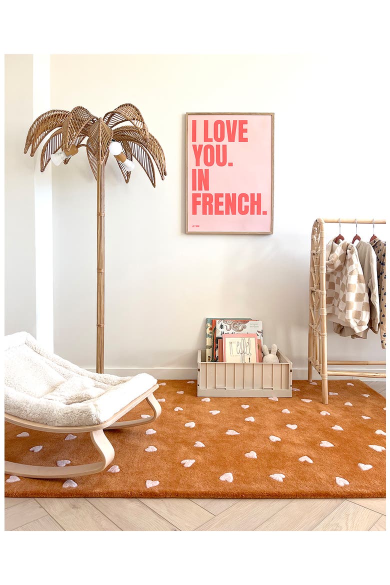 Kids' Hearts Wool Rug, Alternate, color, BROWN/ PINK