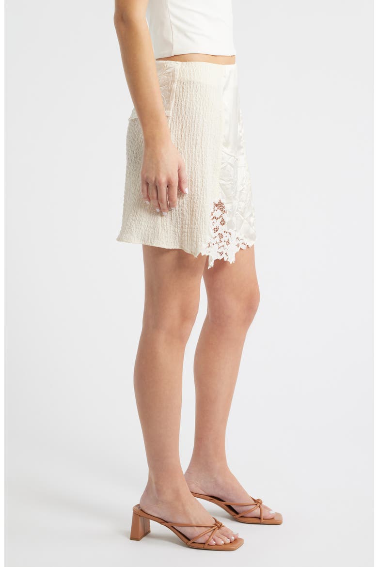 Lace Patchwork Miniskirt, Alternate, color, IVORY
