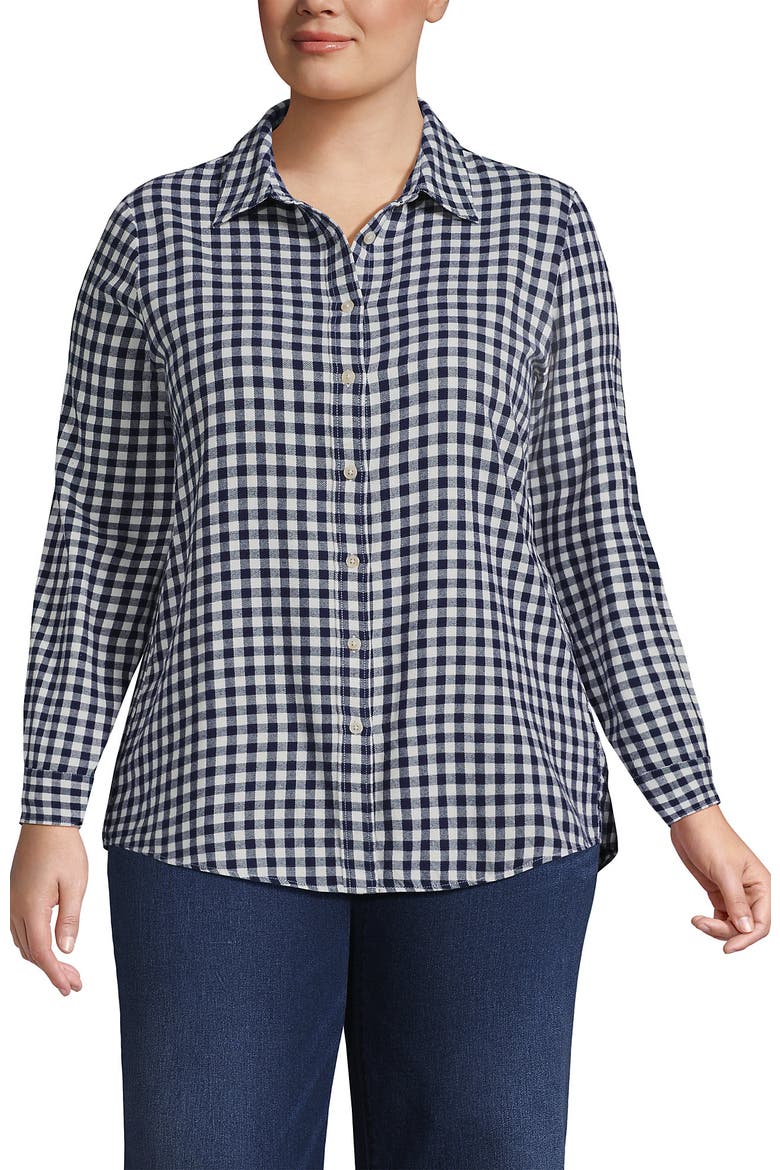 Flannel Shirt, Alternate, color, Deep Sea/Ivory Mini Check