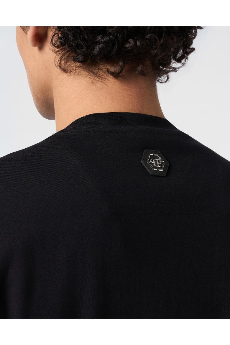 Round Neck T-Shirt Dollar Skull Stones Men, Alternate, color, black