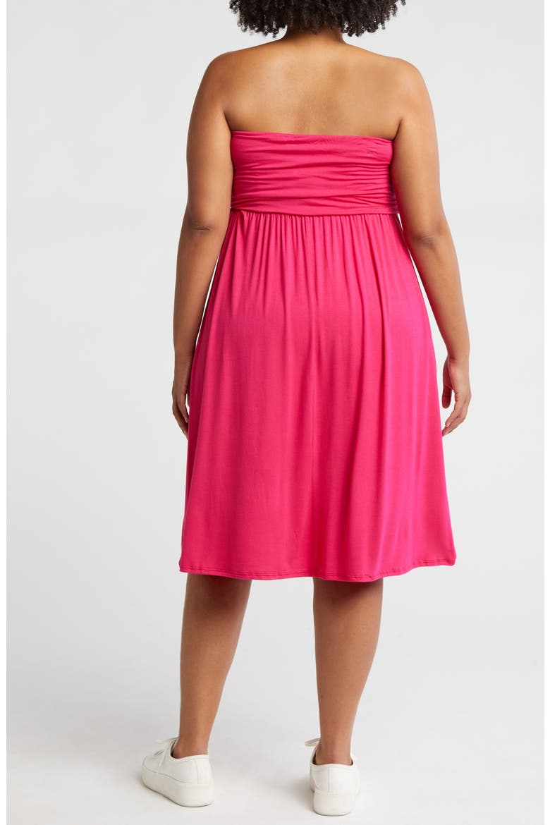 Strapless Jersey Midi Dress, Alternate, color, PINK