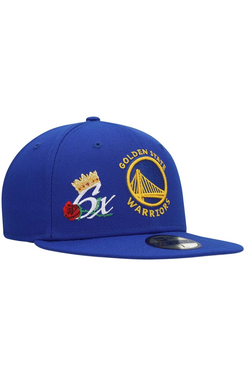 New Era Men's New Era Royal Golden State Warriors 6x NBA Finals Champions Crown 59FIFTY Fitted Hat, Alternate, color, 