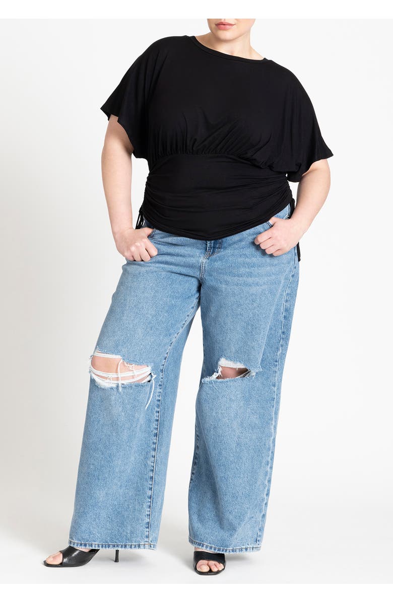 ELOQUII Kimono Sleeve Tee, Alternate, color, Black Onyx