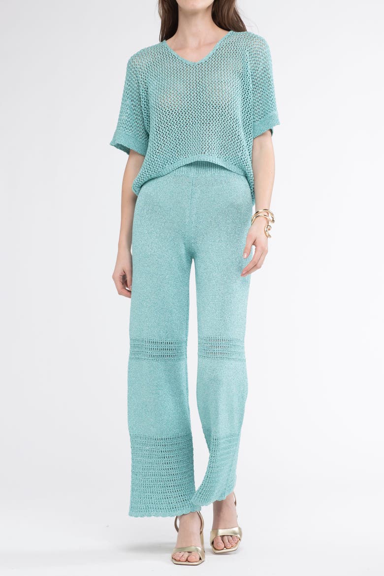 Tina Crochet Cover-Up Pants, Alternate, color, Turquoise