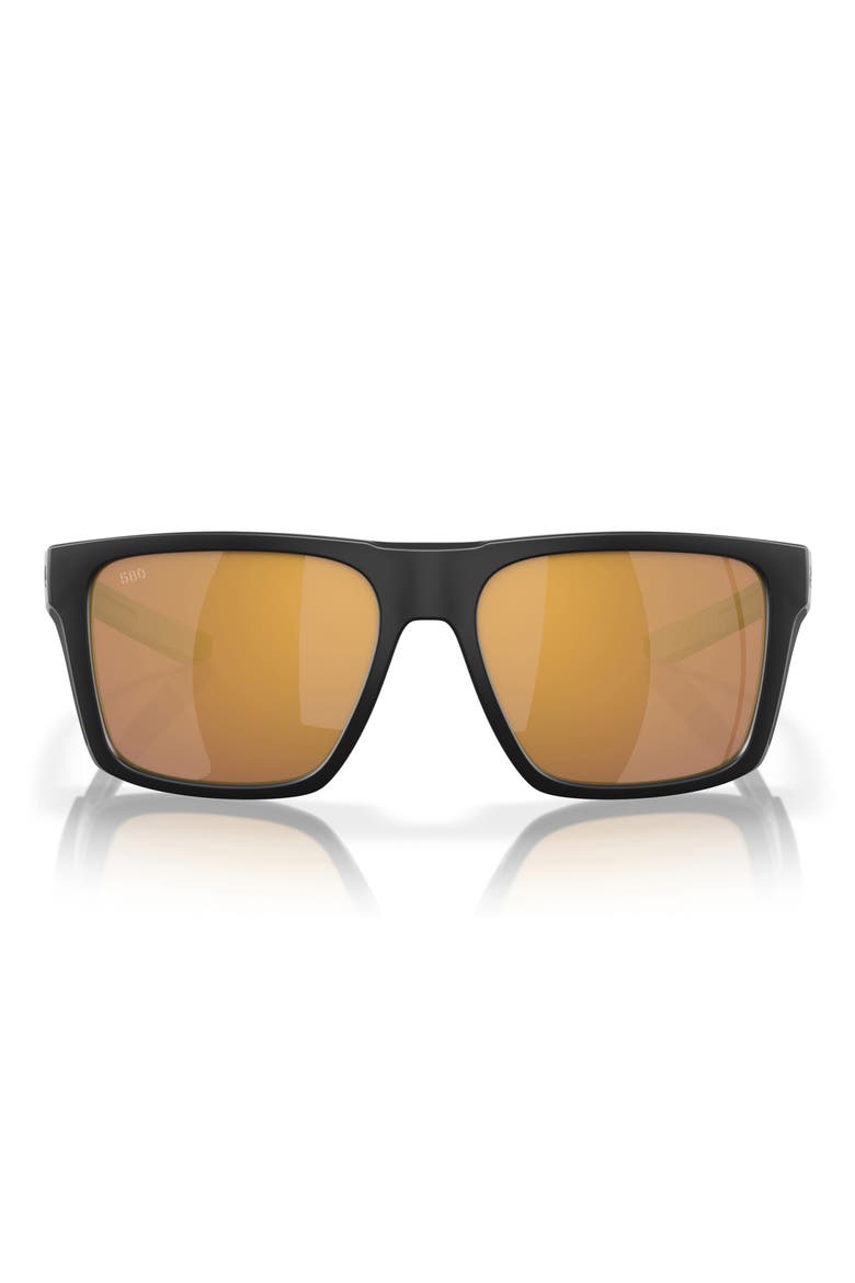 57mm Polarized Square Sunglasses, Main, color, MATTE BLACK