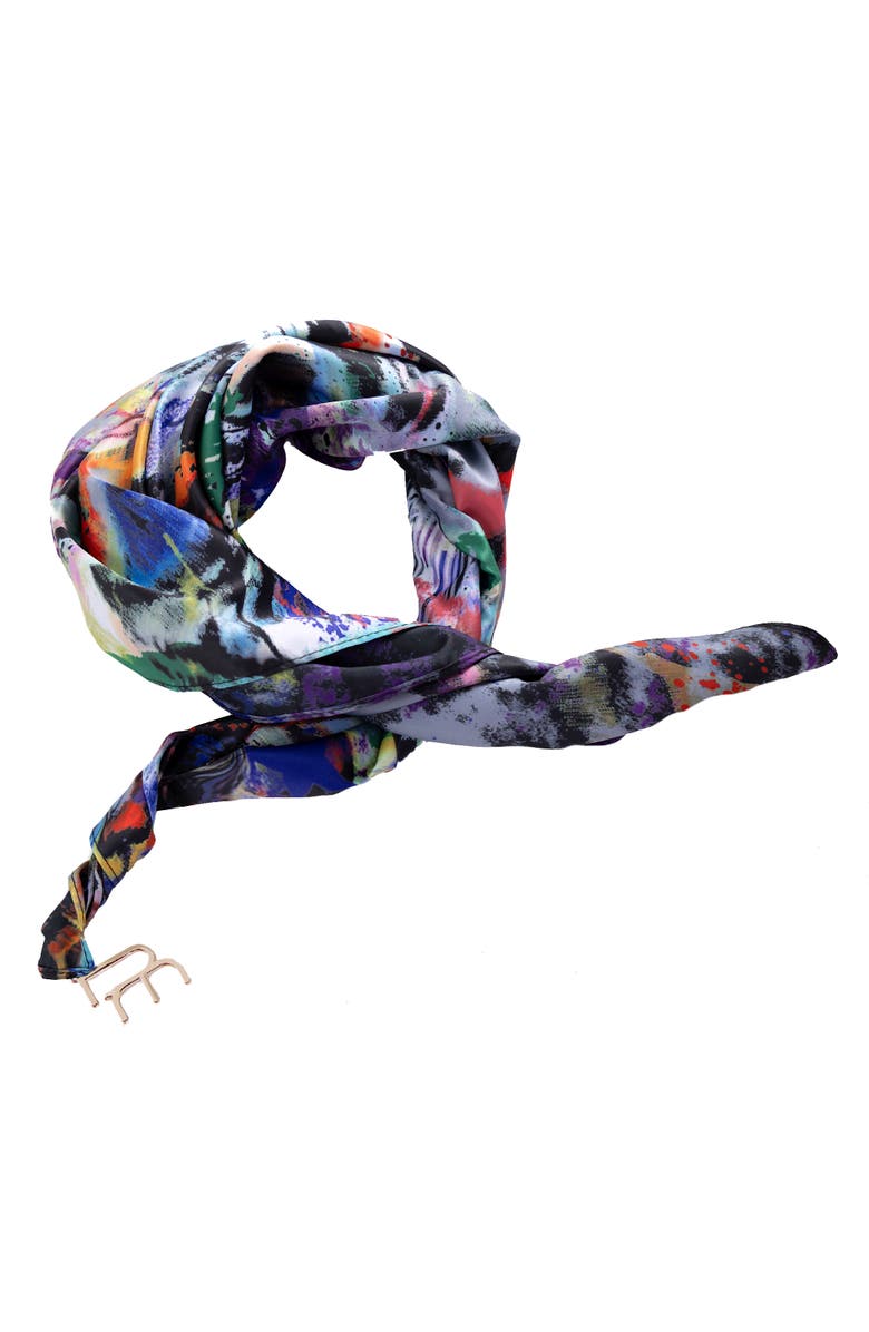 Dai Moda Frenzy Print Versa Scarf with logo hardware, Alternate, color, Multi
