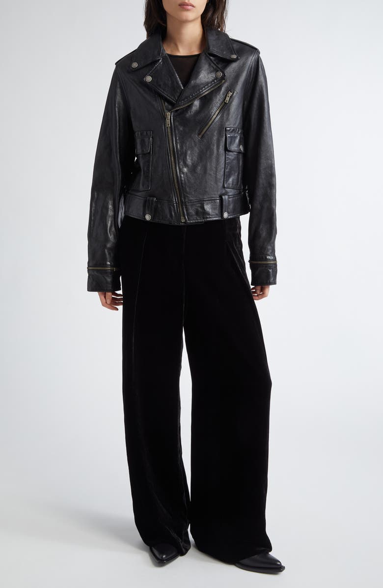 Golden Goose Journey Velvet Wide Leg Pants, Alternate, color, Black