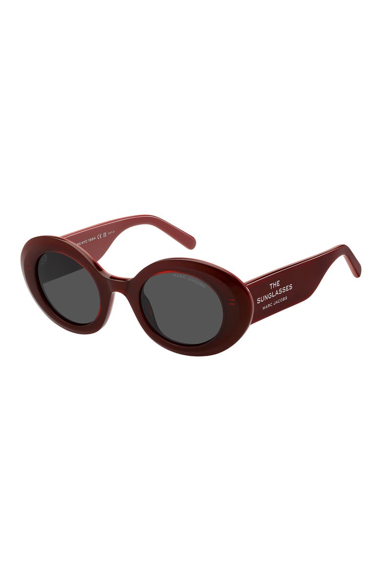47mm Round Sunglasses, Alternate, color, BURGUNDY RED