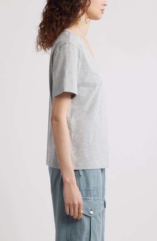 Treasure & Bond Oversize V-neck Cotton T-shirt In Grey Heather