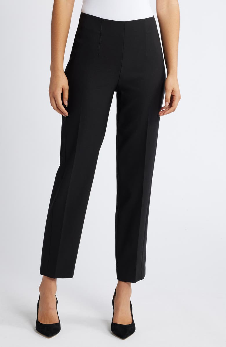 Anne Klein Hollywood Waist Side Zip Straight Leg Pants, Main, color, 