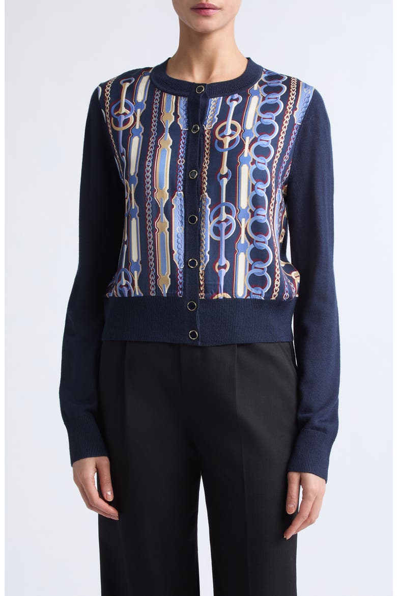 Mixed Media Merino Wool Blend Cardigan, Main, color, MDMU MIDNIGHT MULTI