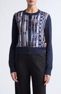 ST. JOHN Mixed Media Merino Wool Blend Cardigan
