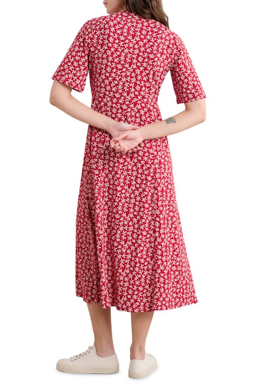 Seasalt Cornwall Nancy Jersey Midi Dress In Saltwater Ditsy Scarlet