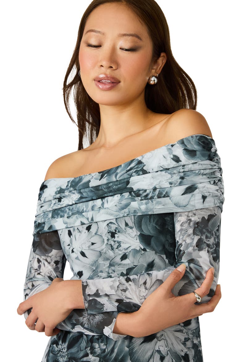 Ashby Floral Off the Shoulder Long Sleeve Maxi Dress, Alternate, color, FLORAL GLOWLIGHT-GREY