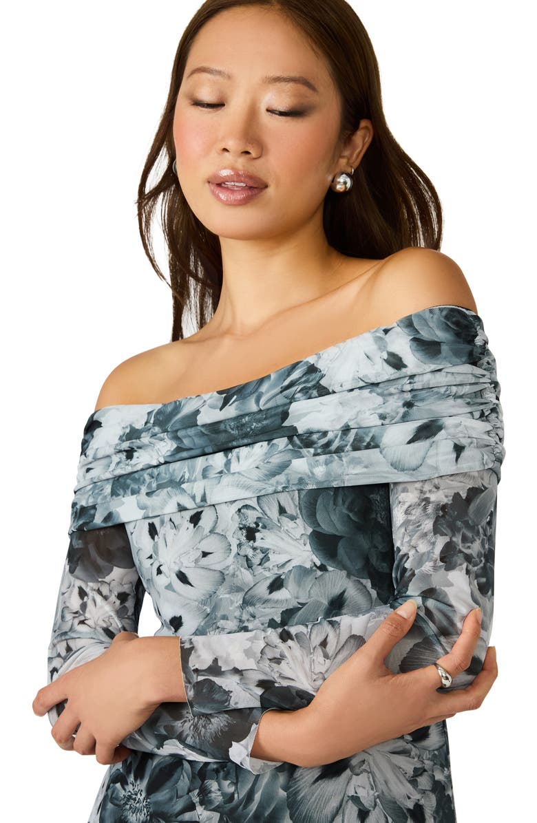 Steve Madden Ashby Floral Off the Shoulder Long Sleeve Maxi Dress, Alternate, color, Floral Glowlight-Grey