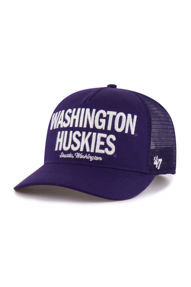 Men's '47 Purple Washington Huskies Contemporary Hitch Trucker Adjustable Hat, Main, color, Purple