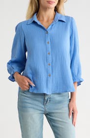 Trove New York Sunset Cotton Gauze Button-Up Shirt