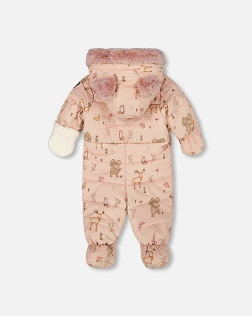 Deux Par Deux Baby Girl One-piece Layette Snowsuit Designed For Car Seat Animal In Multi
