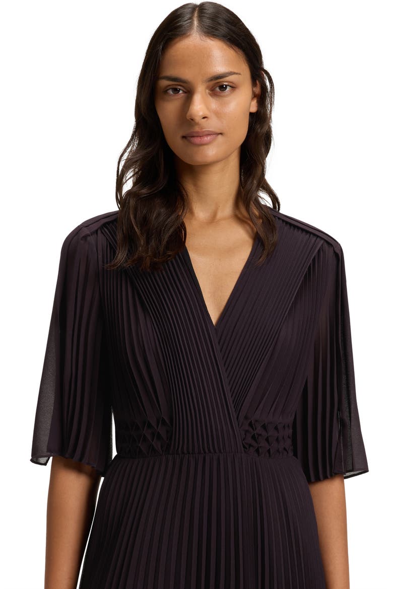 Dailey Pleated Midi Dress, Alternate, color, DARK CARMINE