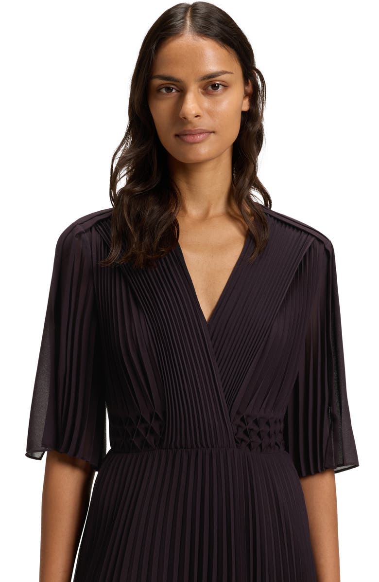 BOSS Dailey Pleated Midi Dress, Alternate, color, Dark Carmine