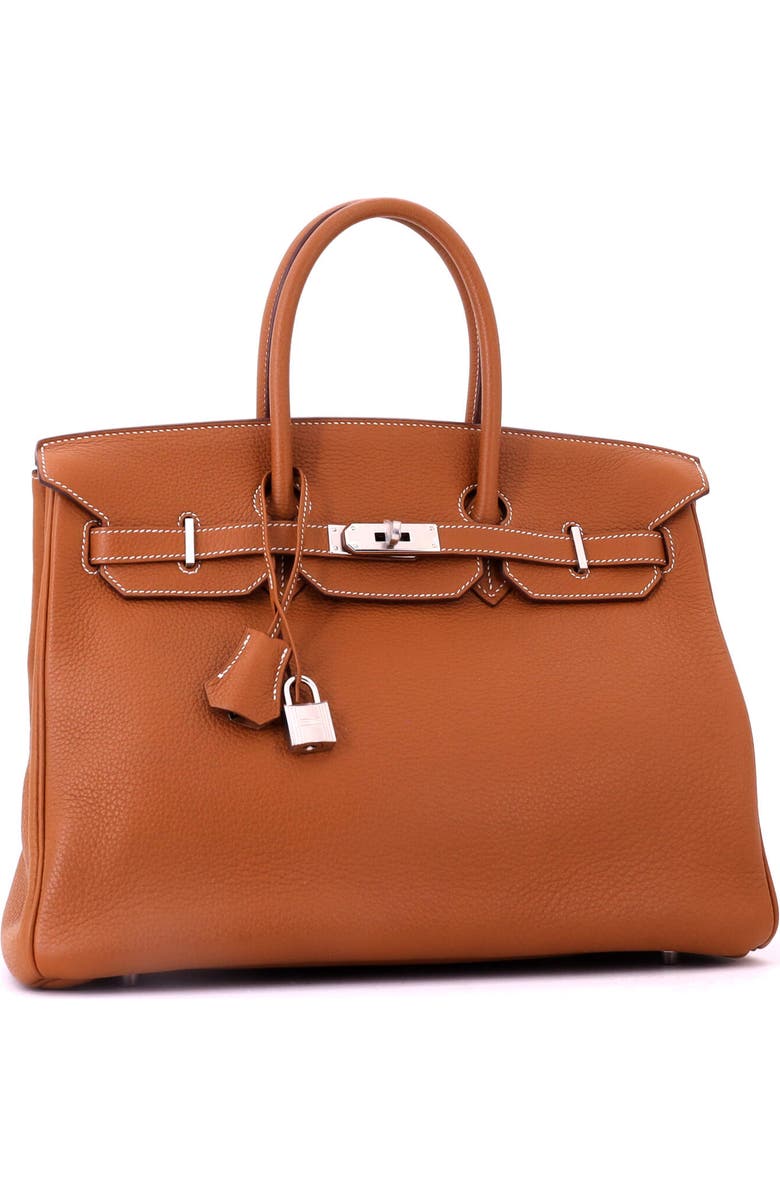 Pre-Owned Hermes Birkin Handbag Brown Togo with Palladium Hardware 35, Alternate, color, Gold