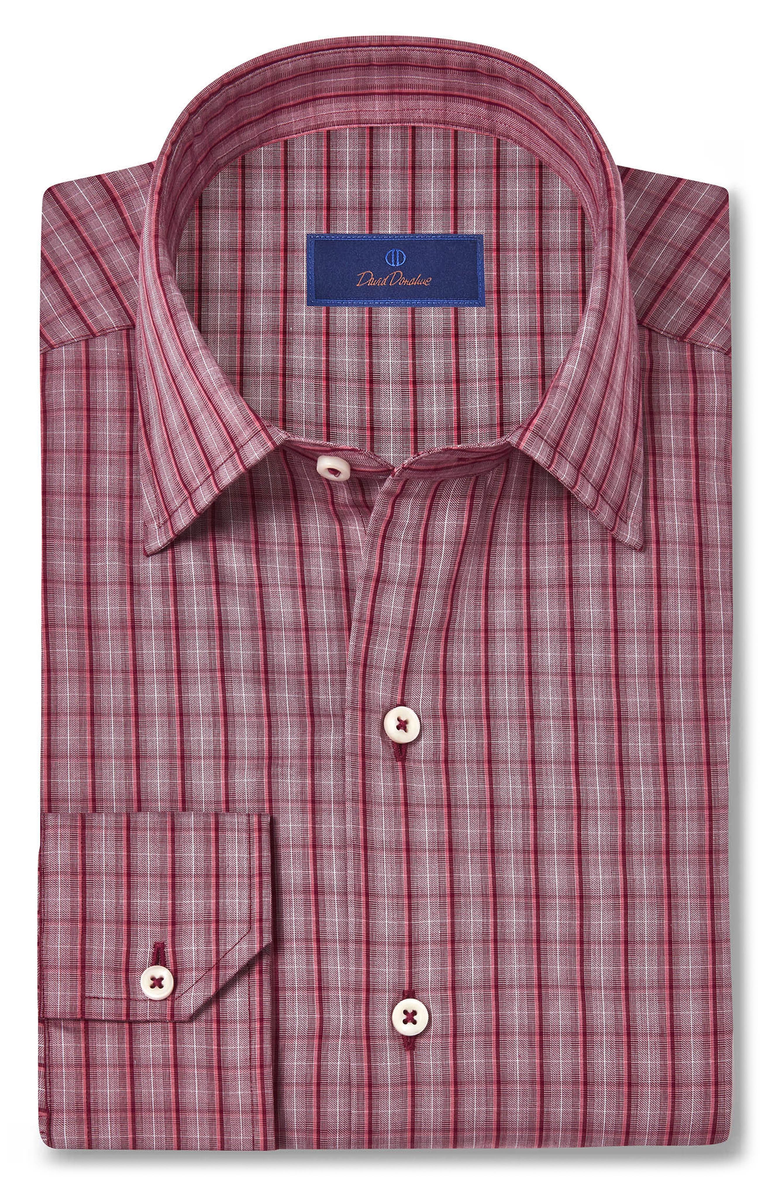David Donahue Twill Check Sport Shirt