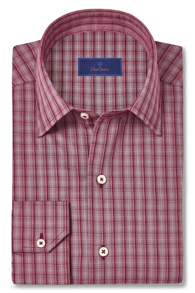 Twill Check Sport Shirt, Main, color, BURGUNDY