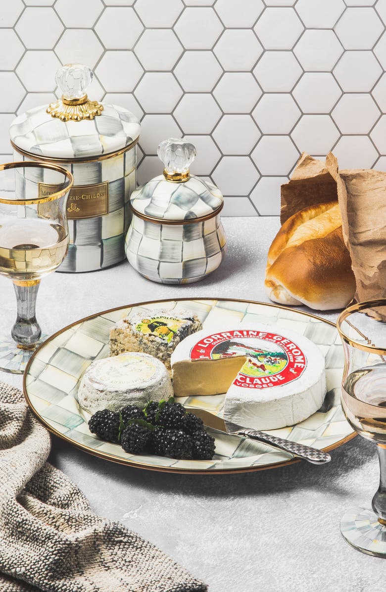 MACKENZIE CHILDS Sterling Check Lidded Sugar Bowl, Alternate, color, Grey/ White