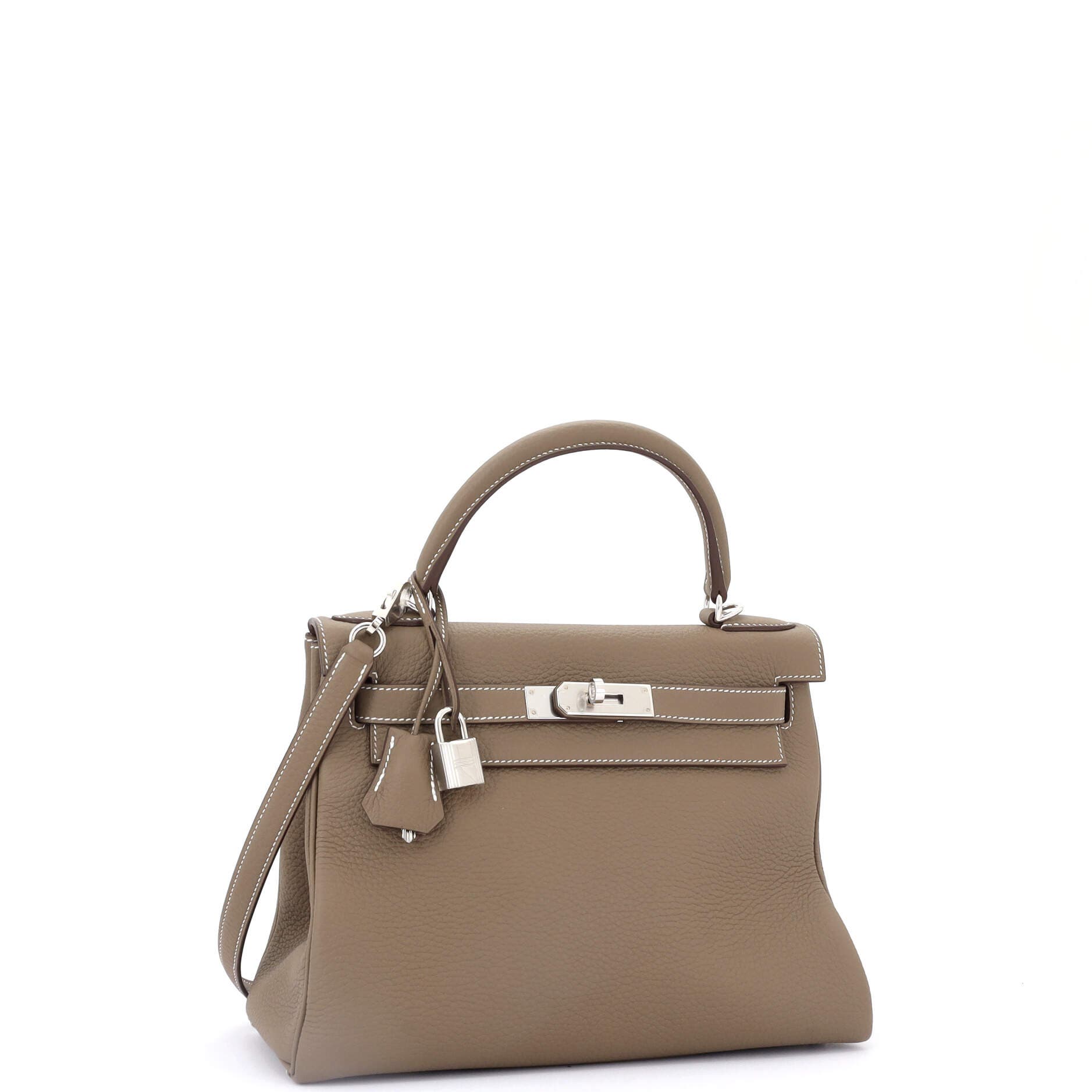 Pre-Owned Hermes Kelly Handbag Grey Togo with Palladium Hardware 28, Alternate, color, 