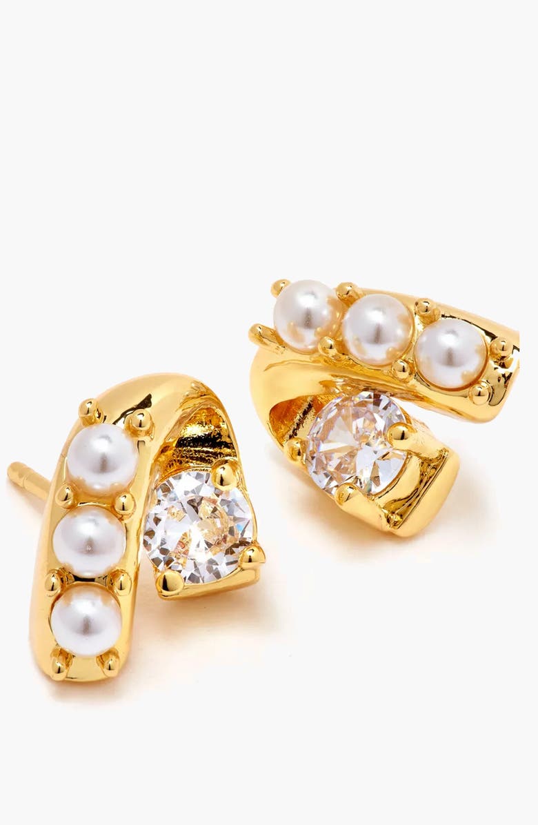 YOJ Ever Stud Pearl Earrings in Gold, Alternate, color, Gold