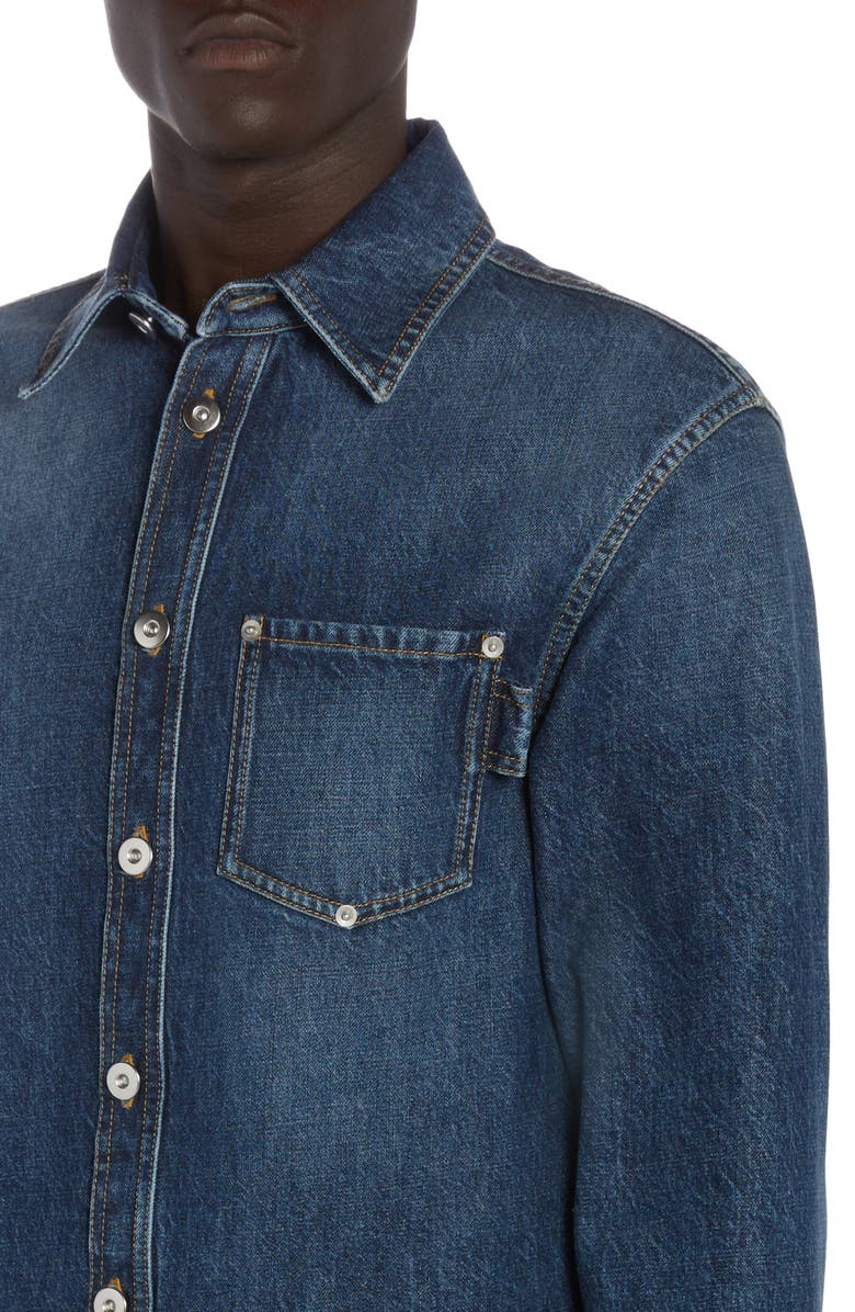 Bottega Veneta Denim Button-Up Shirt, Alternate, color, Mid Blue