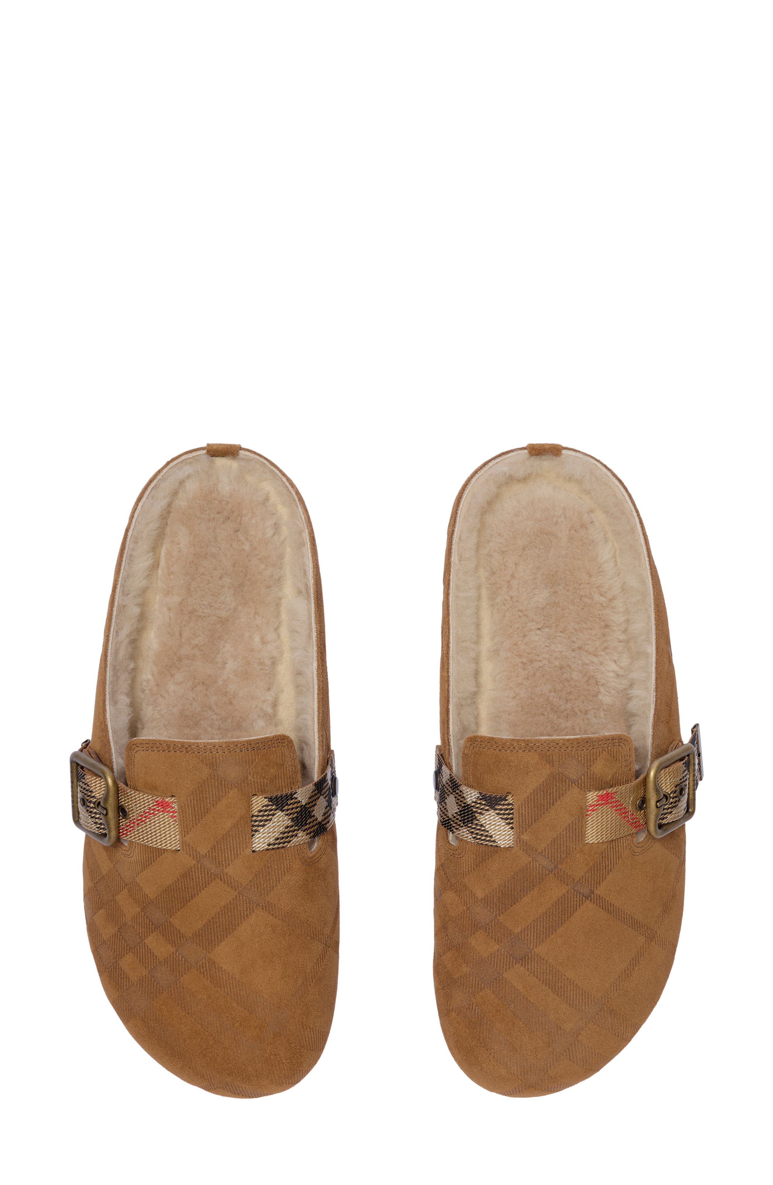 Burberry Urchin Genuine Shearling Mule, Alternate, color, Jute
