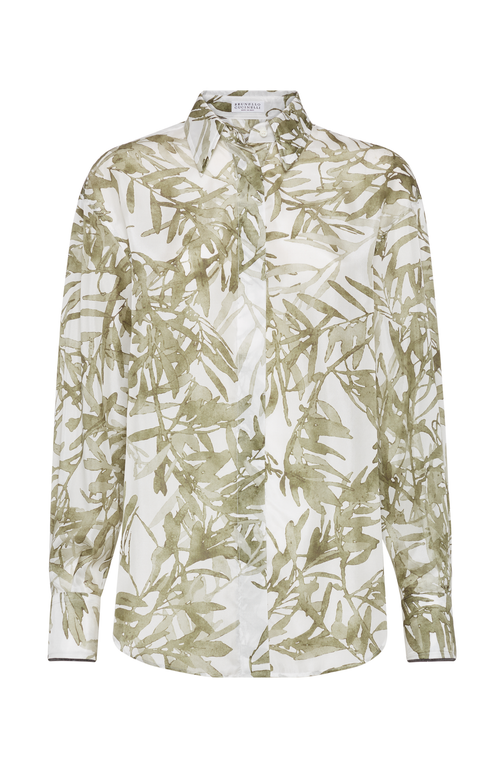 Brunello Cucinelli Silk Shirt Shirt And Blouse Multicolor In Green