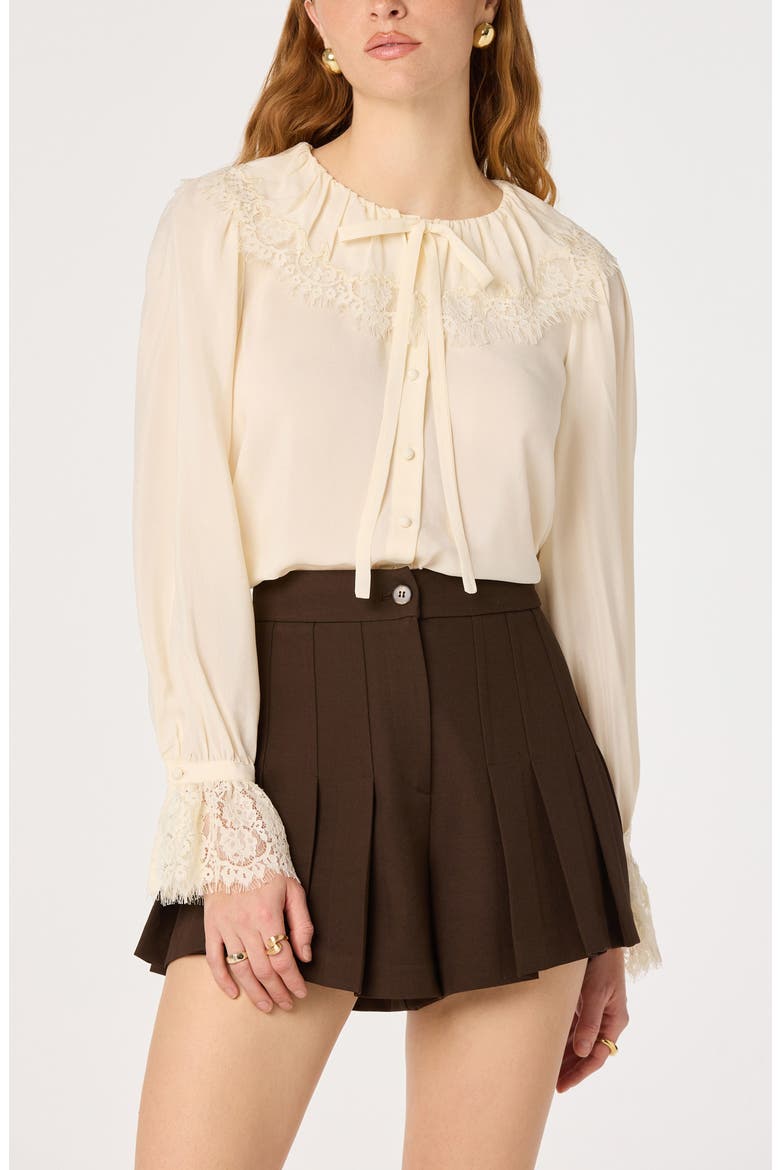 Emberly Lace Trim Top, Main, color, CREAM