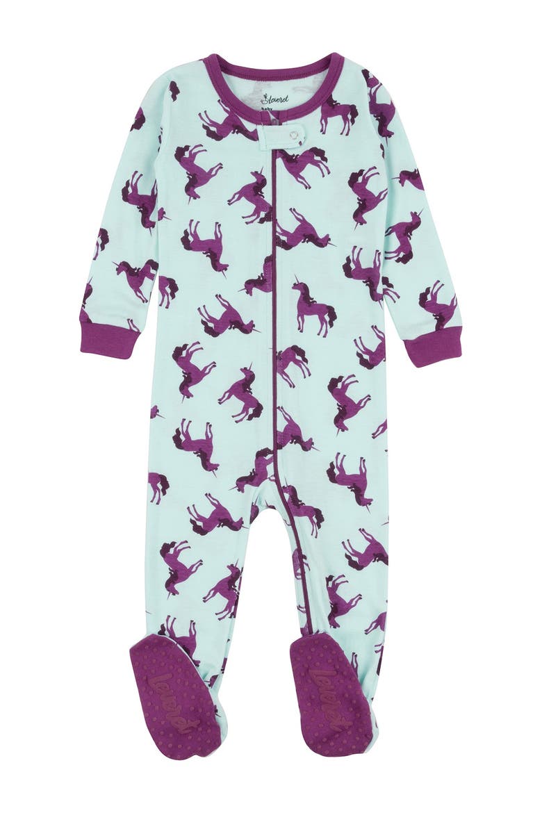 Unicorn Cotton Footie Pajama, Main, color, MULTI